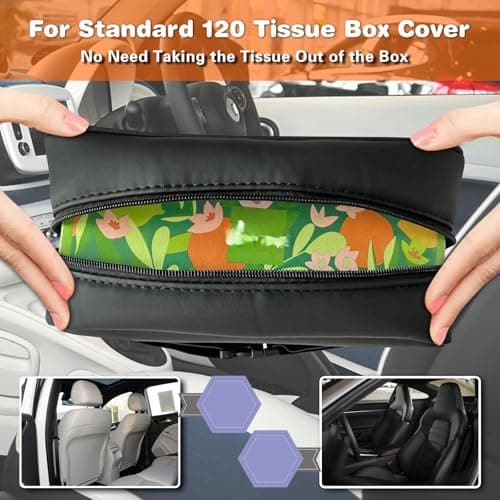 Witaxima Large Car Tissue Holder for 120 Standard Tissues, Premium PU Leather Tissue Holder in Car Backseat Rectangular, Napkin Holder for Car Fits for Kleenex Tissues Box Daily Use Black - Thumbnail 3
