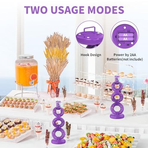 Fly Fans for Tables Fly Repellent Outdoor Keep Flies Away, Flies Spinner Table Top with Holographic Blades, Bug Traps for Picnic, Party, BBQ (Purple) - Thumbnail 5