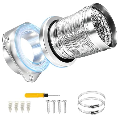Magnetic Dryer Vent Hose Connector Kit Quick Coupling for Tight Space Including Flexible 3.3ft 4" Duct & two Clamps Easy to Clean for Laundry Room,Apartment Secadora Pipe Connection Exhaust Coupler