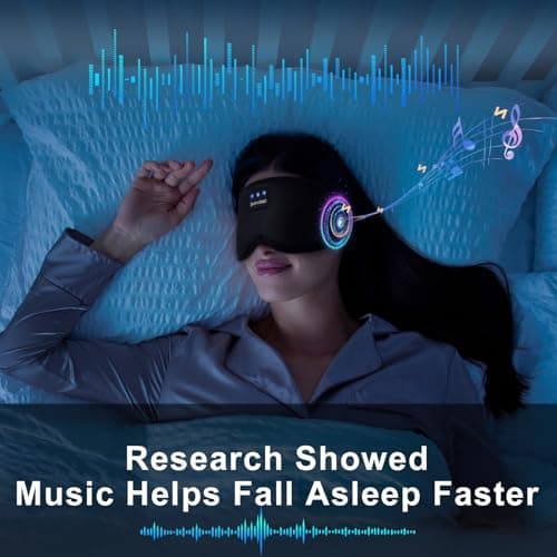 Deep Sleep Mask with Bluetooth 5.4 Headphones - Blackout Sleeping Mask Side Sleeper Eye Masks Earphone Rechargeable Headband Wiless Music Ear Muffs Portable Travel Essentials Gift for Women Men Mom - Thumbnail 2