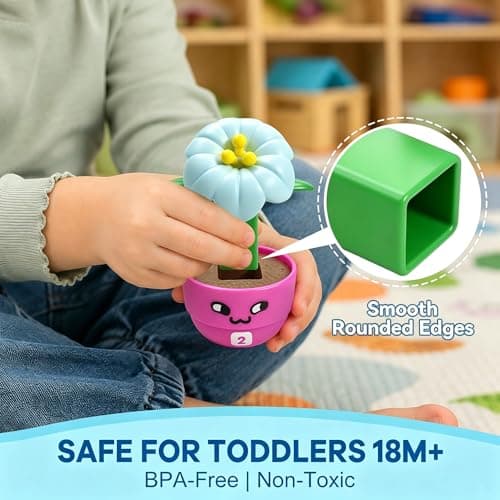 GEERAY 5 Sets Montessori Toddler Flower Garden Toys, Color Shape Sorting & Matching Game for Kids, Spring Toy Sensory Gardening Gift for 1 2 3 Year Old Girls & Boys, Preschool Classroom Learning - Thumbnail 5