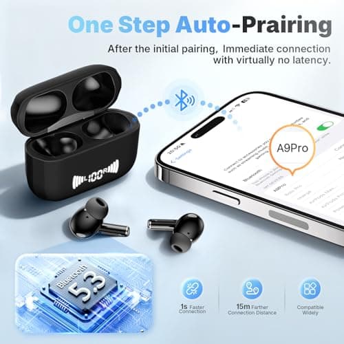 BLXSounds Wireless Earbuds, Bluetooth 5.3 Headphones Wireless Earbuds with 4 ENC Noise Cancelling Mic, 40+Hrs, HiFi Bass 3D-Stereo, USB C in-Ear Earphones, Ear Buds for iPhone, Android,Laptop - Thumbnail 4