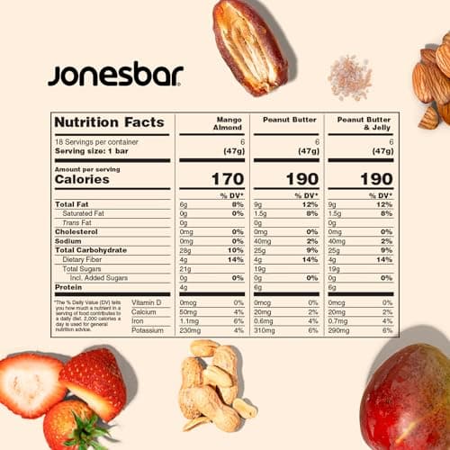 JONESBAR Organic Plant Based Protein Bars | 18 Count Variety Pack | Fruit & Nut Bar, Kosher, Gluten Free, Breakfast Bars, School Snacks, Vegan Snack & Healthy Snacks for Adults and Kids (Pack of 18) - Thumbnail 2