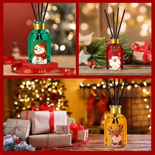 STRN Christmas Reed Diffuser, Fragrance Diffuser Festive Aromas for Home, Reed Diffuser Set with Reed Diffuser Sticks, Long-Lasting Holiday Scents 5.1fl oz (150ml) - 3 Pack - Thumbnail 6