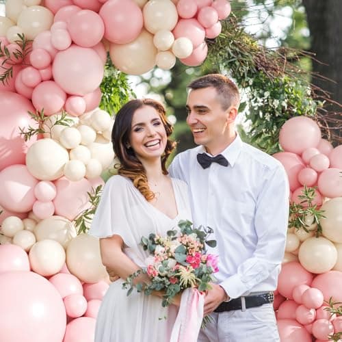 Pink Balloon Arch Kit 124Pcs Pink and White Balloon Arch Garland Kit Pastel Pink Light Pink Sand White Balloons for Baby Shower Bridal Shower Wedding Anniversary Birthday Party Decorations - Thumbnail 3