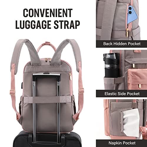 LOVEVOOK Laptop Backpack for Women, 15.6 Inch Anti-theft Laptop Bag with USB Port, Fashion Waterproof Computer Backpacks Teacher Nurse Backpack Purse for College Work - Thumbnail 5