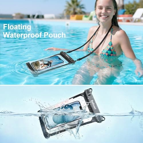 Large Waterproof Phone Pouch, 2Pack Floating Waterproof Bag for iPhone 17 16 15 Pro Max Galaxy S26 S25 S24 Ultra All Phones, Cell Phone Dry Bag for Beach Swimming Rafting Boating (Black + Black) - Thumbnail 4