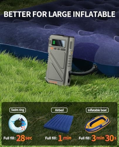 Car Jump Starter with Air Compressor 9000A, 9 in 1 Jumper Box for Car Portable 12V Jump Pack(All Gas/16L Diesel) Combo 150 PSI Tire Inflator & Air Inflator/Deflator Pump w/Extended Jump Cable - Thumbnail 6