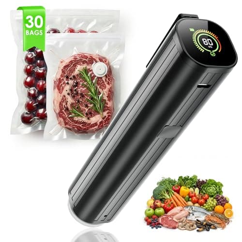 Elxis Vacuum Sealer, Portable handheld Vacuum Sealer + 30 Reusable Vacuum Bags, Portable Food Sealer, With LED pressure display, 2-Speed Pressure Control (60/80 Kpa) - Image 1