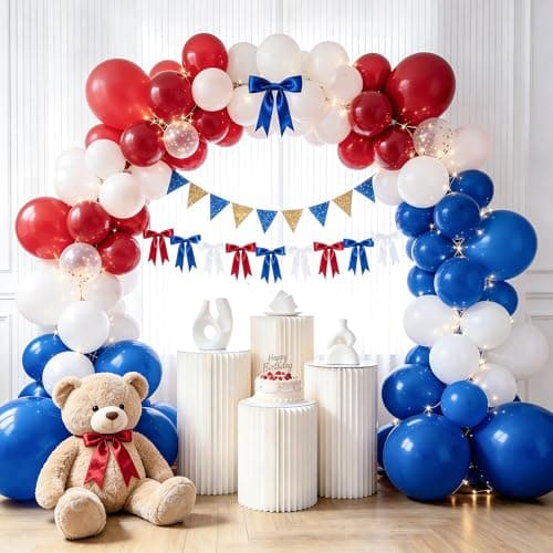 1 String 2 Strings 4th of July Decorations，Patriotic Decorations, Patriotic Bows Red Blue White Bow Garland Banner Decorations, Pre-Strung Satin Ribbon Bows for Independence Day Decorations - Thumbnail 5