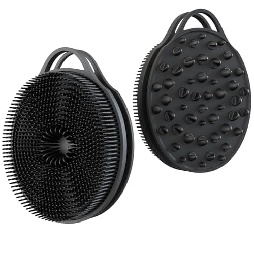 2 in 1 Silicone Body Scrubber, Anti Cellulite Massage Scrubber, Exfoliating Shower Brush for Men & Women, Removes Dead Skin, Reduces Cellulite, Improves Circulation, Fast Dry, Non Slip (1PC, Black) - Image 1