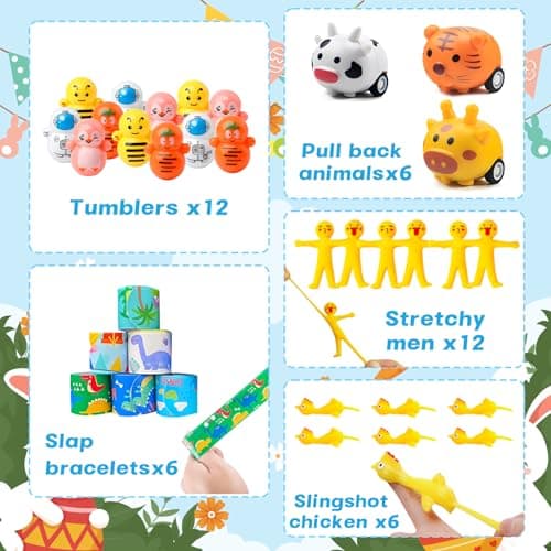 GOAUS Prefilled Easter Eggs with Toys 240 Pcs, 120 Eggs Truly Filled with 120 Small Toys, Pre-filled Easter Egg Hunt Stuffed Party Favors Basket Stuffers Prizes for Kids - Thumbnail 4