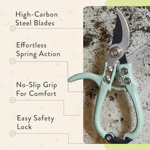 Modern Sprout Bypass Hand Pruners - Scissors - Gardening Tools - Chartreuse - Thumbnail 4