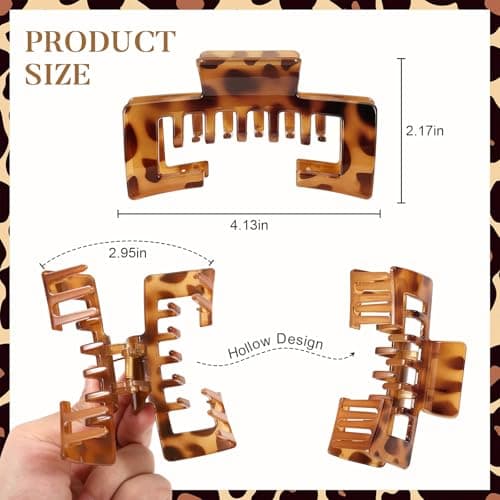 6 Pcs Hat Claw Clip for Women, Hat-Friendly Claw Clips for Baseball Cap & Trucker Hat - 4.1 Inch Large Tortoise Hat Claw Clip for Medium/Thick Hair, Non-Slip Baseball Hair Clips for Hats Hairstyle - Thumbnail 3