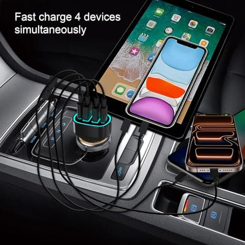 USB C Car Charger Adapter, PD 3.2 QC 5.0 Fast Charging, 4-Port Multi Car Phone Charger Compatible with iPhone 17 16 14 13 Pro Max, Galaxy S25 24 Ultra - Thumbnail 2