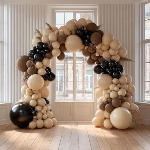 160Pcs Black Brown Nude Balloon Garland Arch Kit Dark Brown Nude Tan Black Balloons for Boy First Rodeo Wild West Country Birthday Farm Fiesta Party Decorations - Thumbnail 5