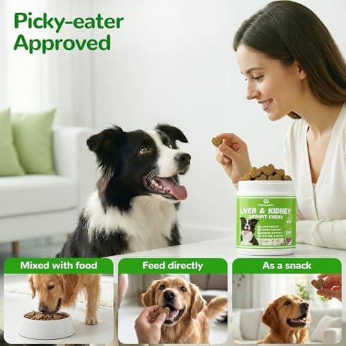Vetriuntrix Liver Support for Dogs, Milk Thistle for Dogs - Detox, Metabolic, Dog Multivitamin Supplement for Liver and Kidney Support & Immune Health, 200 Soft Chews - Thumbnail 4