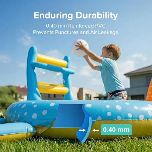Inflatable Kiddie Pool with Dual Slides, Kids Splash Pool Play Center with Water Slide & Slip Slide, Outdoor Backyard Water Toy for Toddlers - Thumbnail 5