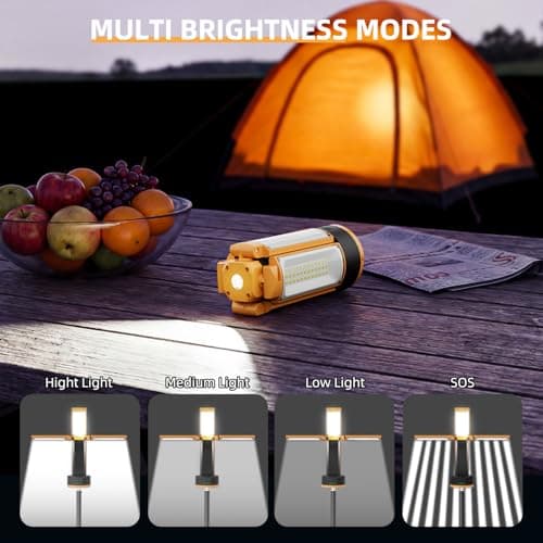 T-SUN Rechargeable Camping Light with Stand, 10400mAh LED Work Light 4100 Lumens with 4 LED Lamp Heads, Portable Work Light with Detachable Tripod 67" Max Height (Orange) - Thumbnail 4
