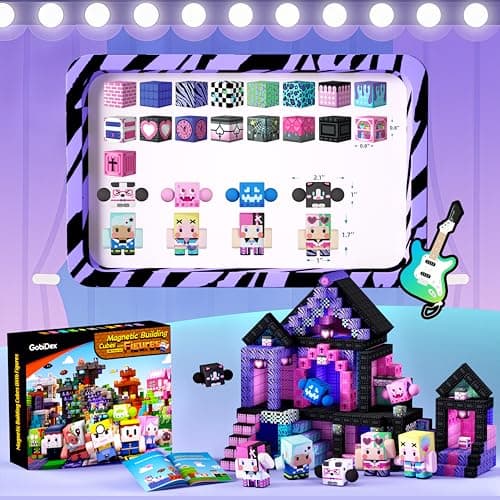 GobiDex 108PCS Magnetic Building Blocks & Figures Playset - STEM Princess Sensory Toys to Build a MagWonder World, Pretend Play Birthday Gift for Girls Ages 3+ (0.8 in) - Thumbnail 5
