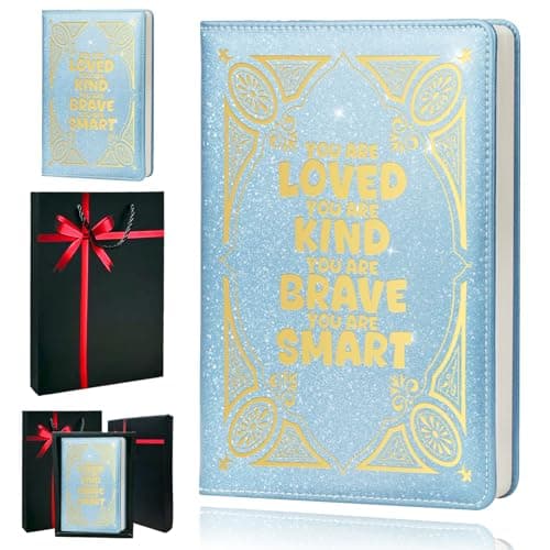 QDWXDEL Journal For Women,A5 Hardcover Leather Journal - 200 Pages Premium Paper Notebook, Journal Notebook for School, Work (You Are Loved Sky Blue) - Image 1