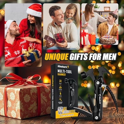 Gifts for Men, 12 in 1 Hammer Multitool, Anniversary Birthday Gift for Men Dad Husband Him Grandpa, Unique Gifts for Dad Who Have Everything, Camping Essentials Cool Gadgets Tools - Thumbnail 3