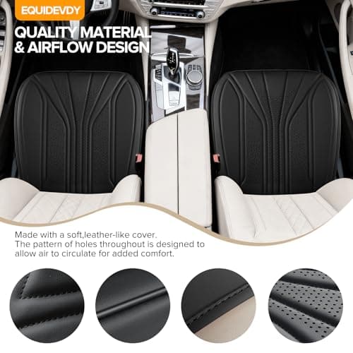EQUIDEVDY 2 Pack Leather Bottom Car Seat Covers,Front Seat Covers for Cars,Driver Car Seat Cover,Luxury Faux Leather Seat Protectors,Full Wrap,Waterproof,for Most Vehicles,Sedan,SUV,Truck (Black) - Thumbnail 2