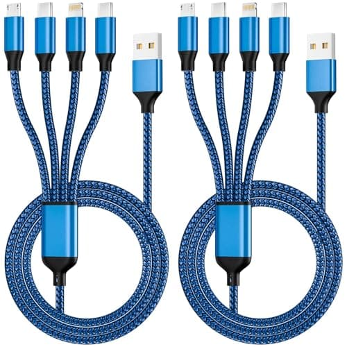 Jogrytece Travel Essentials, Dual Type-C 4 in 1 Charging Cable 2 Pack 5FT Multi Charging Cables for All Devices,iPhone Charger Cord Adapter 2 USB-C/IP/Micro Port for Phones,Pad,Galaxy - Image 1