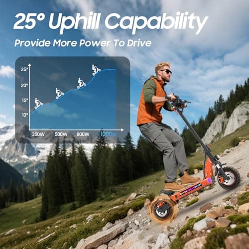 VELOFLOW Electric Scooter, 10" Off-Road Tire, 1000W Powerful Motor, 9/15/21/28MPH, 28 Miles Range, 13Ah Large Battery, Triple Spring Shock Absorber, Folding Commuting Electric Scooter for Adults - Thumbnail 5