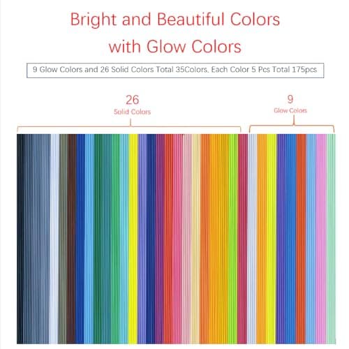 35 Colors 3D Printing Pen Filament Refills Packs - Low - Non-Toxicpizimae Temperature PCL Filament, is only Fit for 3Doodler Start+ pens,2.5mm Diameterx15.2cm Length, Each Color 5pcS Total 175pcs - Thumbnail 2