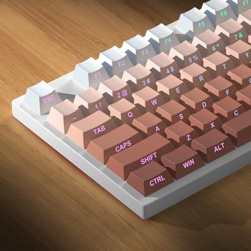 PBT Keycaps -Side Print Key Cap Set, Double Shot Shine Through Custom Key caps, Cherry Profile 133 Keys for Mechanical Keyboards Gradient Rouge - Thumbnail 6