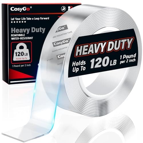 Cosygo Strong Heavy Duty Double Sided Tape, 1.2" x 20FT Extra Large Clear & Tough Removable Nano Filament Tape for Wall Hanging Strip Poster Deco Rug - Image 1