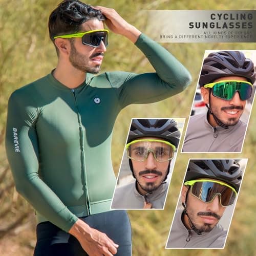 KAPVOE Polarized Cycling Glasses Men Women Mountain Bike Sunglasses MTB Glasses TR90 Sport Glasses Biking Sunglasses Bicycle Riding Goggles Road Cycling Sunglasses Running Golf Cycle Glasses Green - Thumbnail 2