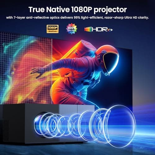 Projector with WiFi and Bluetooth - [High Brightness/Electric Focus]Outdoor Movie Projector ,Portable Smart Home Projector 1080P 4K Supported for Movie Night/Home Theater/Bedroom Gift for Her/Him - Thumbnail 3