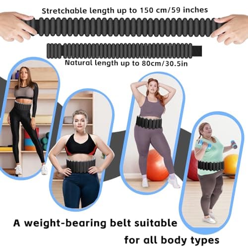 BBK Up to 5 LBS Adjustable Weighted Belt For Women and Men, Weighted Walking Exercise Belt for Gym, Strength Training, Wrist & Ankle (Black) - Thumbnail 6