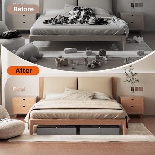 GEMWON XXXL 78L Under Bed Storage, Storage Containers with Support & Clear Lid, Support Frame, Underbed Storage Bins for Clothes, Shoes, Blankets, and Toys 2 pack (78L) - Thumbnail 5