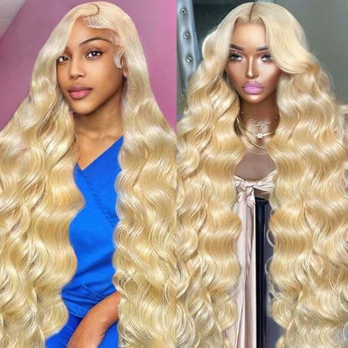 Lotulo 613 HD Lace Frontal Wig 13x6 200 Density, Blonde Lace Front Wigs Human Hair, Pre Plucked Bleached Knots with Baby Hair Natural Hairline Body Wave 613 Lace Front Wig Human Hair (28 Inch) - Image 1