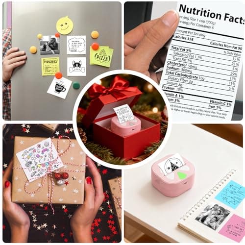 HKHKPI Mini Sticker Printer Thermal Sticker Maker Machine,Bluetooth Print Pods for Kids Teens Gifts,Pocket Printpod Portable Impresora for Phone,Note Buddy,Photo,Custom Sticker,Scrapbook-Pink - Thumbnail 6