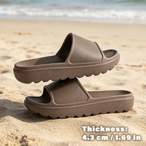 GETOEU Cloud Slides for Women and Men Pillow Slides Slip-Resistant Shower Shoes Recovery Slide Sandals Cushioned Thick Pillow Slippers Comfort Indoor and Outdoor Slide,Brown - Thumbnail 3