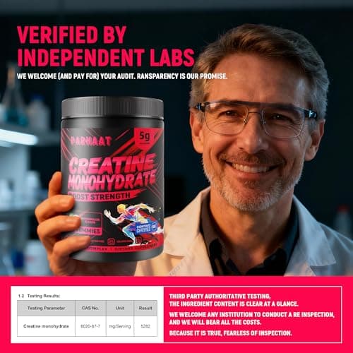 NSF Certified Creatine Gummy - Creatine Monohydrate Gummies 5g for Men & Women - Boost Focus,Strength, and Endurance, Vegan, Gluten-Free, Non-GMO, 2.5 Gram Creatine per Gummy ( Watermelon 90 ct) - Thumbnail 5