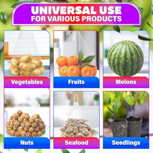 24" Mesh Produce Bags Set of 100 - Reusable Produce Bags with Plastic Lock, Durable & Tear Resistant Mesh Bag Set - Multi-use Onion Bag for Easy Storage of Fruits, Vegetables, Potatoes and Seafood - Thumbnail 5
