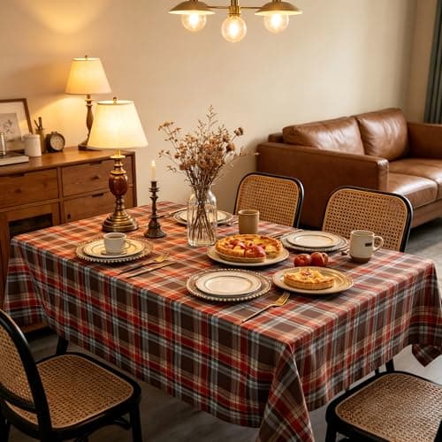 UWWGKK Red Plaid Tablecloth for Spring, Table Cloth Rectangle Table with Wipeable,Tablecloths for Dining Room,Kitchen,Party,Home Decor - Thumbnail 3