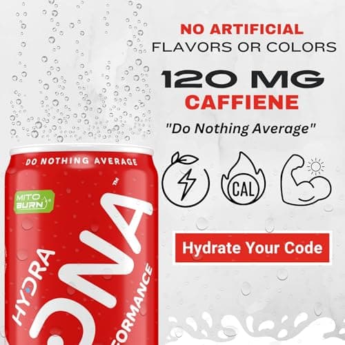 HYDRADNA- Clean Performance Drink, Zero Sugar | For Natural Fuel, Alertness, Boost, Stamina,120 mg Organic Caffeine, Natural Flavors, Zero Sucralose, Clean Ingredients (12 Pack) (12 Pack, Fruit Punch) - Thumbnail 5
