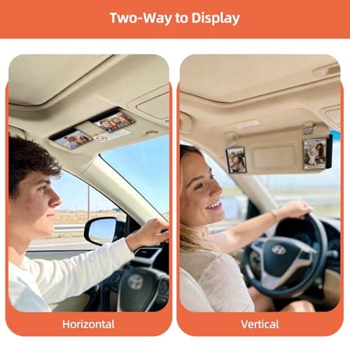 Car Picture Holder 2 Pack Magnetic Snap-On Sun Visor Photo Clip for Crystal-Clear Acrylic Frame for Family, Pets, Travel Pictures Car Decor Personalized Anniversary Accessories Gifts for Men Women - Thumbnail 5