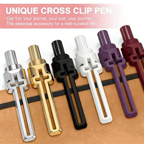 FlyMeaning 6 Pack Bible Journaling Gel Pens, 0.7mm Black Ink Retractable with Cross Clip,Smooth Writing, Christian Gifts for Men Women, Religious School & Office Supplies(Vintage) - Thumbnail 4