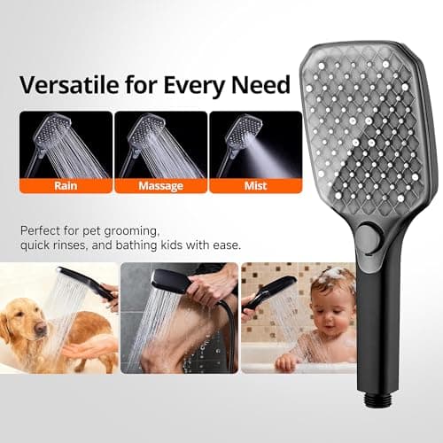 XXL 12.2" Rain Shower Head with Handheld Spray Combo, High Pressure Rainfall Shower Head, Height Adjustable Dual Shower Head, Luxury Waterfall Showerhead Bathroom - Thumbnail 6