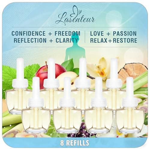 Plug In Air Freshener Refills for Home, 8 Pack, Confidence + Freedom, Love + Passion, Reflection + Clarity, Relax + Restore Scented Refills, Compatible with Air Wick & Glade