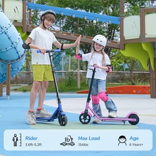 iScooter IK3/IK3Pro Electric Scooter for Kids Aged 6-12,10MPH Top Speed, 3 Heights (IK3Pro), Magnetic Charging,Colorful Lights,LED Display,150W (IK3Pro-3/6/10MPH & 3 Heights, Blue) - Thumbnail 6