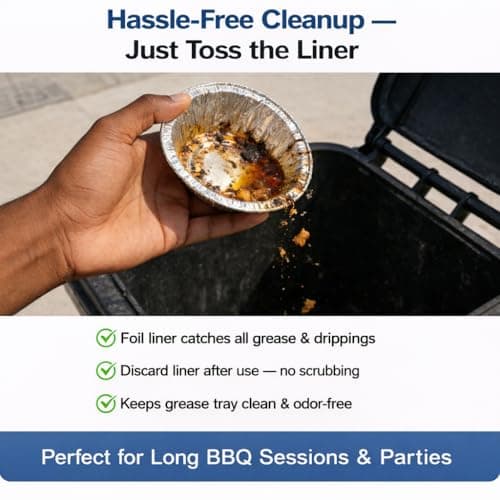 BLUES GRILL PARTS Grill Grease Cup with Clip for Char-Broil & Kenmore Grill Grease Tray Replacement - 15Pack Aluminum Foil Liners, Fits Masterbuilt 30"/40" Smokers Drip Pan Replacement Parts - Thumbnail 4