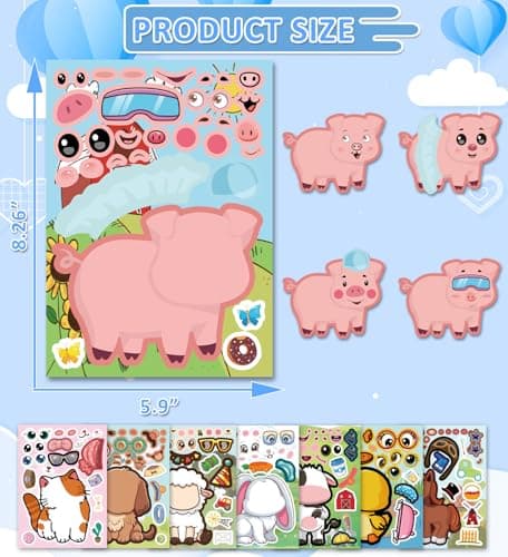 HSHFAMIIY 24 PCS Animal Face Stickers – DIY Decorative Animal Character Stickers for Crafts, Scrapbooking, Party Decorations, Gift Wrapping & Holiday Projects - Thumbnail 2
